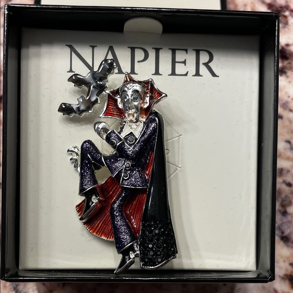 Napier Dracula Brooch with Red and Purple Details - Picture 2 of 2